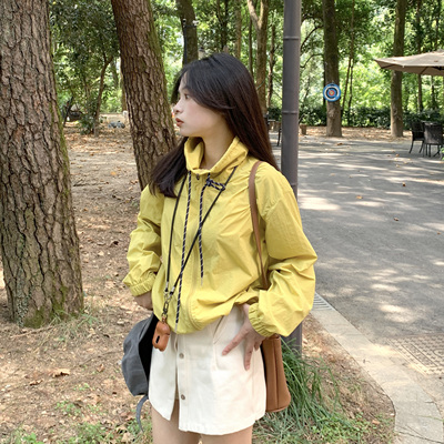 PERRY自制小个子户外山系冲锋衣休闲抽绳宽松短外套小码150xxs