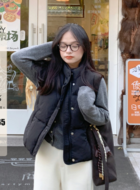 PERRY自制90新国标小个子羽绒马甲女宽松显瘦百搭背心外套150xxs