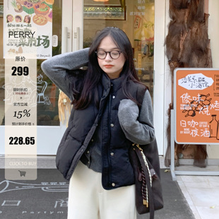 PERRY自制90新国标小个子羽绒马甲女宽松显瘦百搭背心外套150xxs