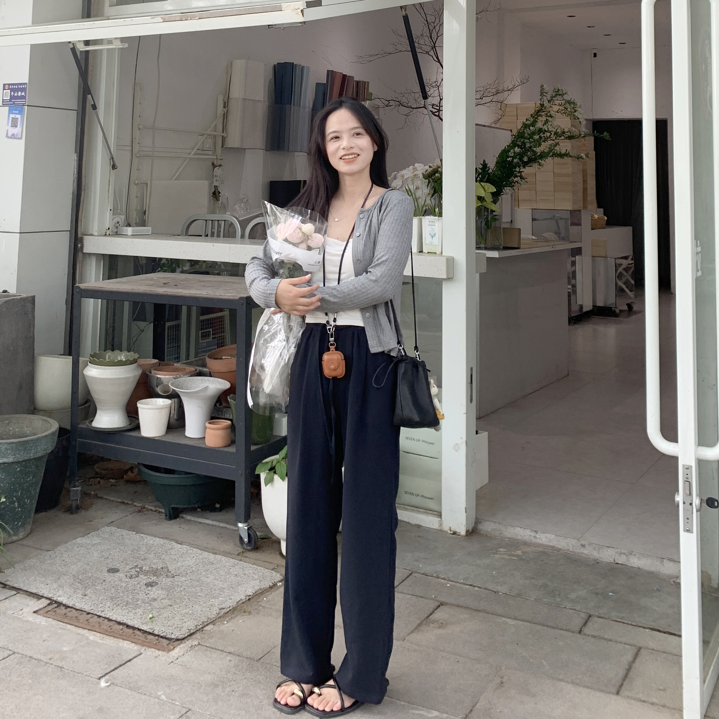 PERRY自制小个子高品质醋酸显瘦拖地裤小码150xxs