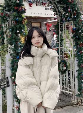 PERRY自制小个子泡芙新国标90白鸭绒宽松短款羽绒服150xxs