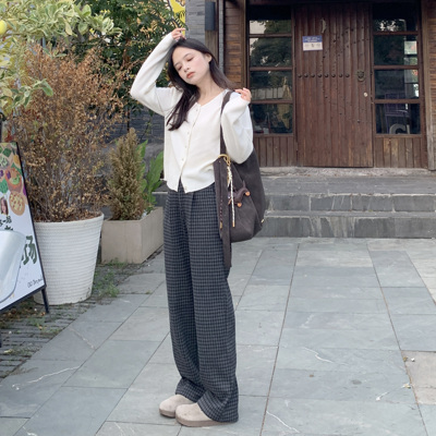 PERRY自制小窄版小个子高腰显瘦直筒裤女宽松休闲阔腿裤150xxs