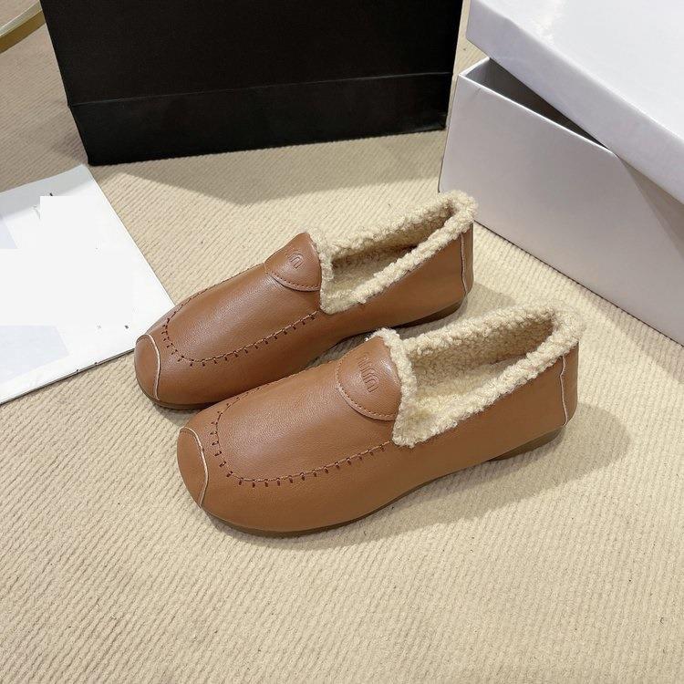 加绒牛筋软底棉鞋女2025秋冬新款毛毛鞋防滑耐磨居家保暖豆豆鞋女