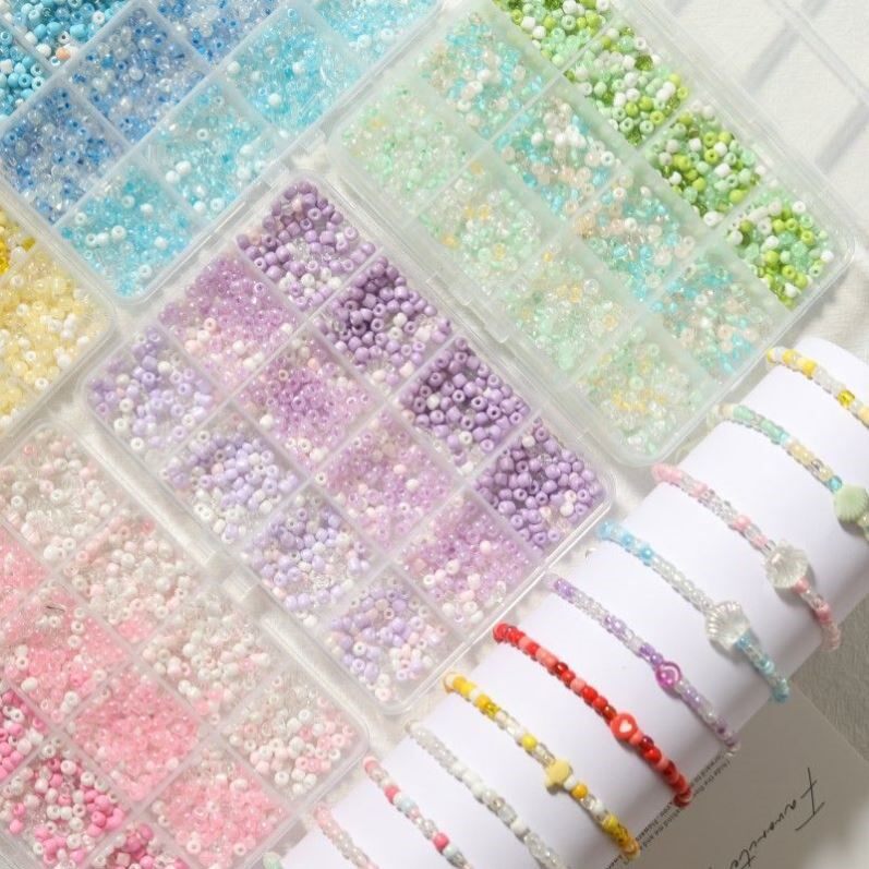 12格混色玻璃米珠子套盒diy手工材料手链项链配件饰品