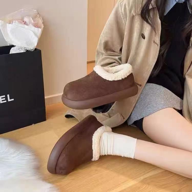 加绒小土豆勃肯鞋女保暖豆豆鞋2025新款冬季毛毛棉鞋一脚蹬雪地靴
