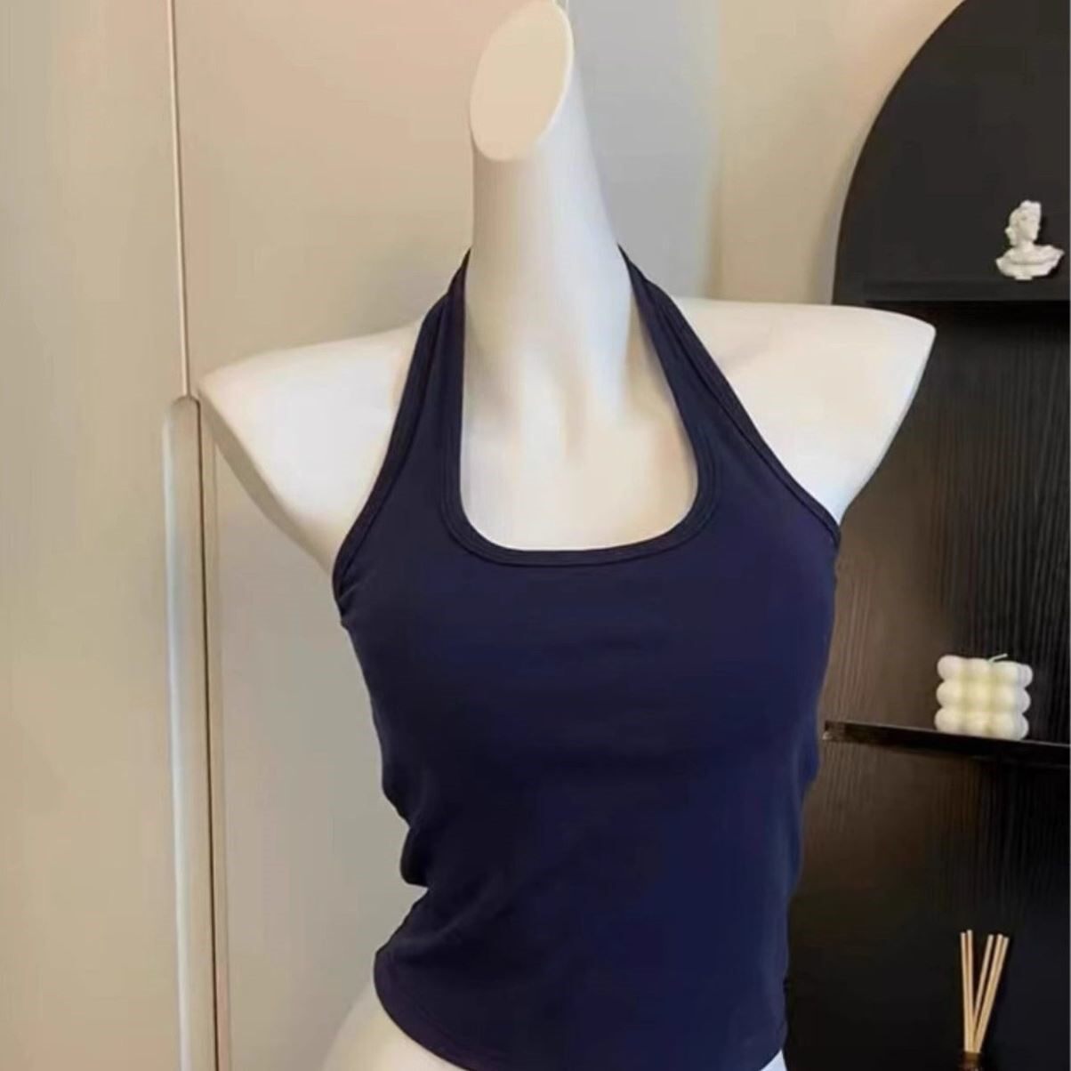 95棉挂脖带胸垫吊带背心女春夏新款大码外穿打底漏背性感内搭上衣