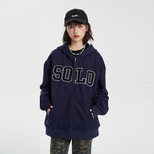 SOLOTARIO国潮牌秋冬多色大LOGO贴布绣拉链卫衣男女情侣开衫外套