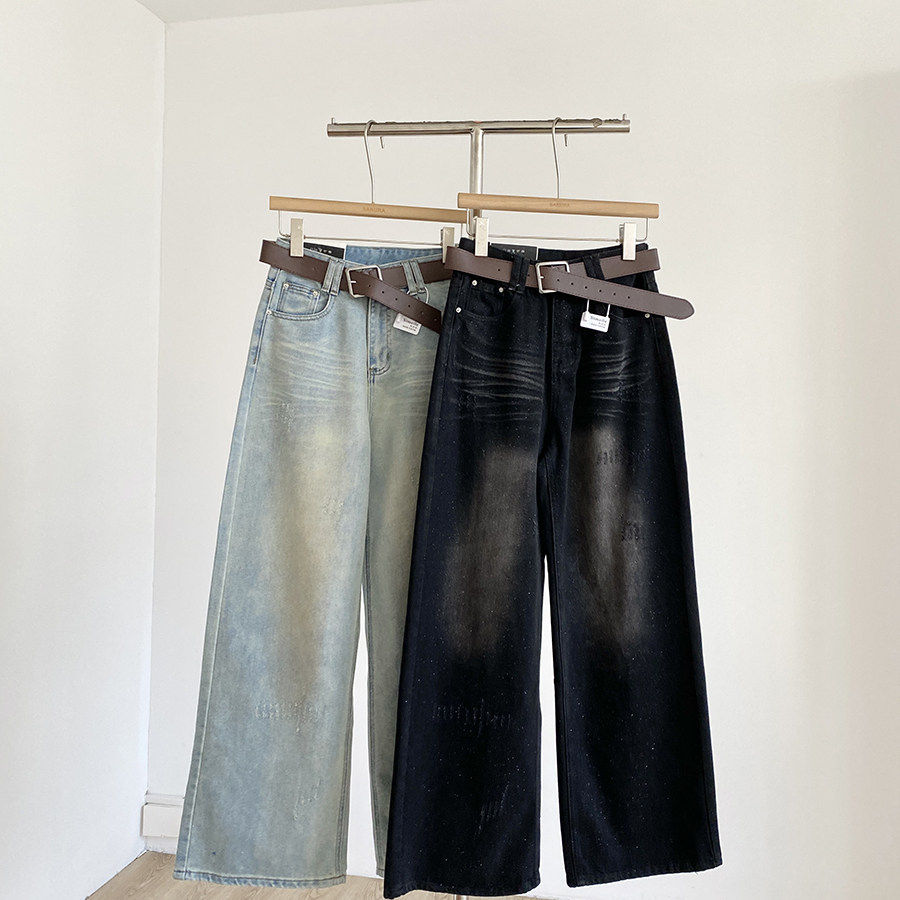 水洗高腰阔腿牛仔裤女2026春季新款韩版chic复古显瘦百搭休闲长裤,女装/女士精品,牛仔裤,淘宝优惠券,粉丝福利购,淘宝优惠卷
