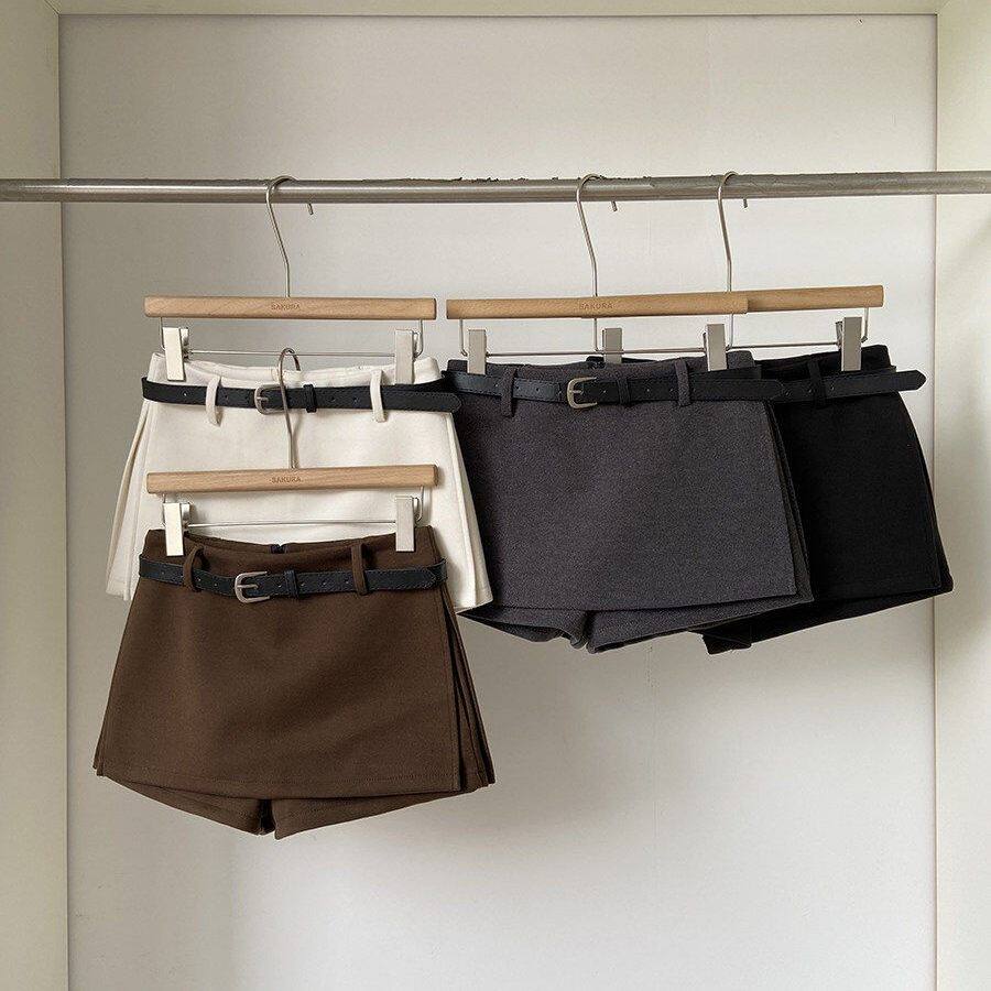 韩系通勤高腰A字半身裙女春夏季新款配腰带修身显瘦百搭短裙气质