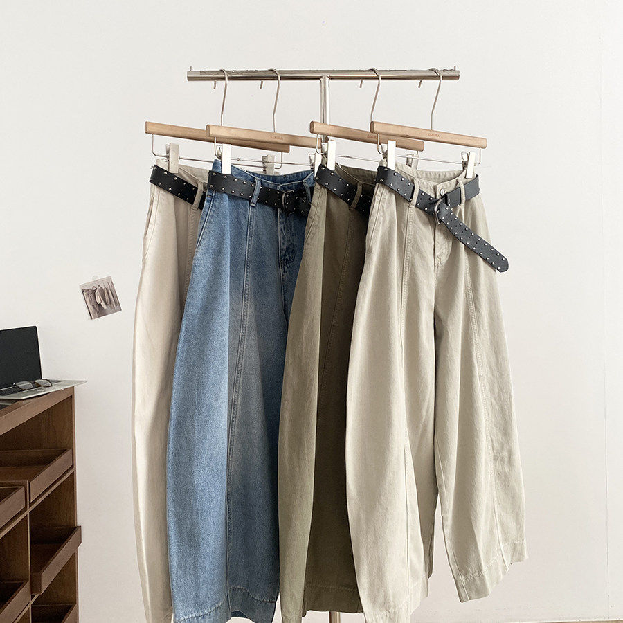 休闲慵懒风高腰阔腿牛仔裤女春季新款美式潮流风宽松百搭减龄长裤