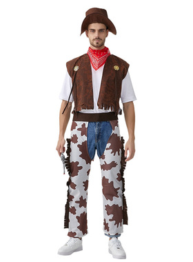 成人男西部牛仔服装万圣节cosplay化妆舞会角色扮演演出表演衣服