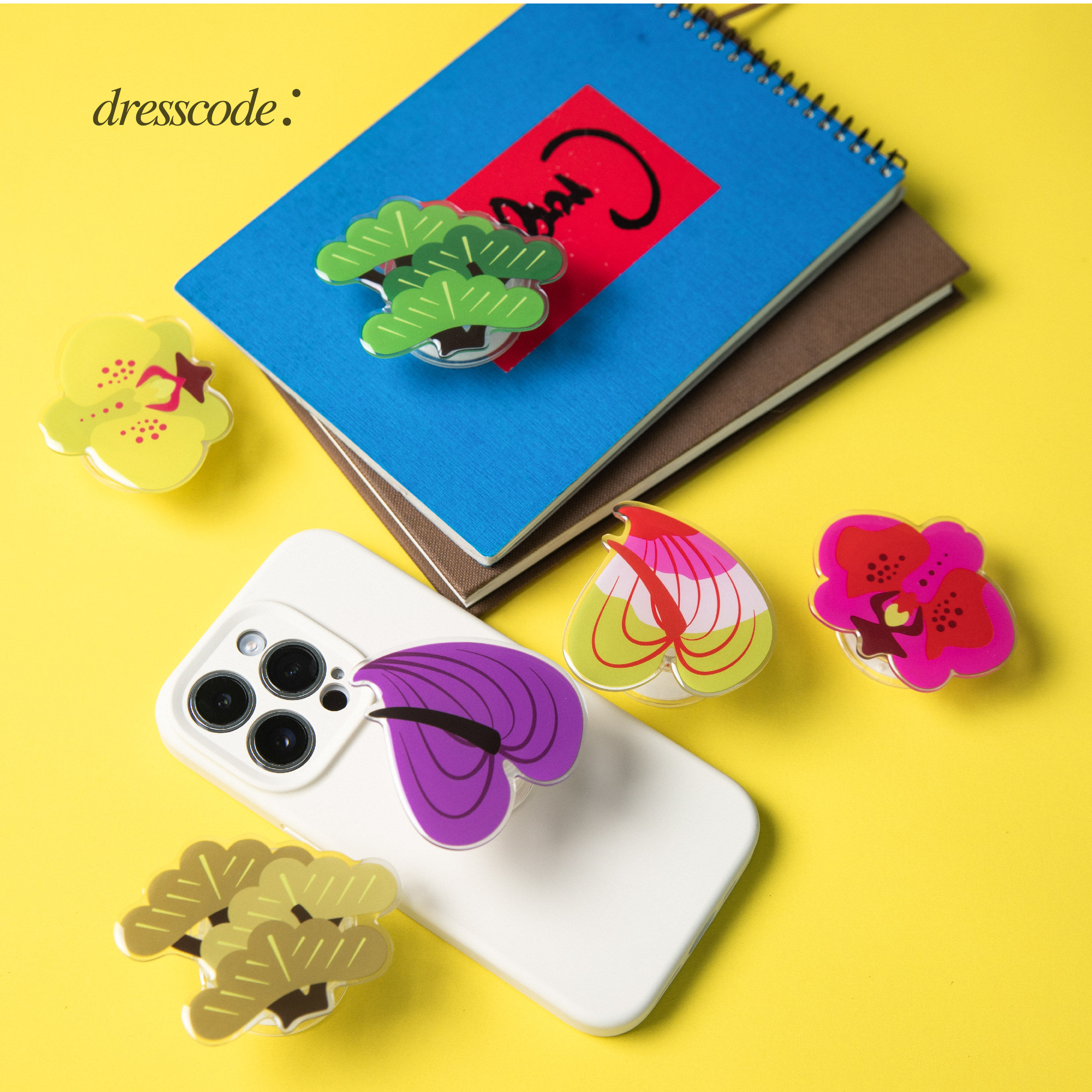 dresscode 植物花卉手机气囊支架 滴胶 原创设计 时尚 艺术 创意