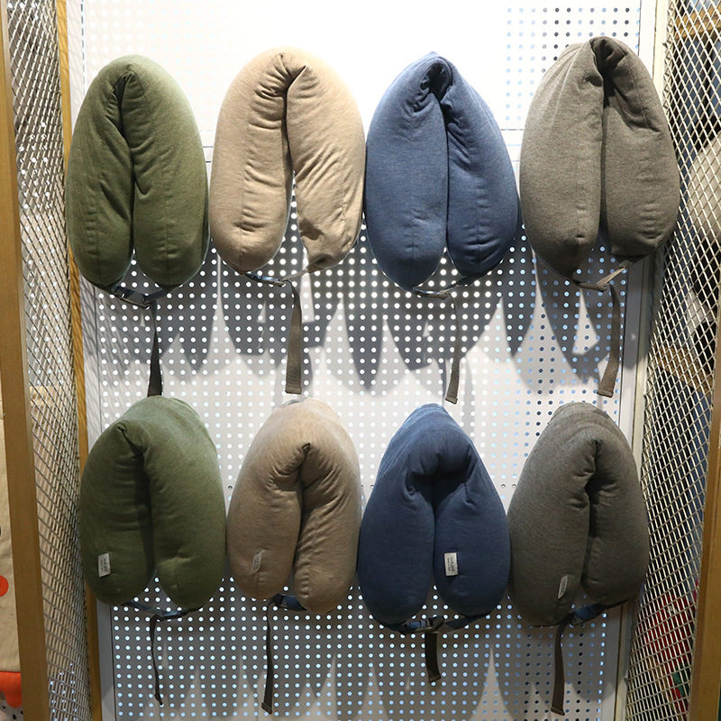 无印日式良品u型枕颈椎枕颈枕脖枕旅行飞机靠枕颗粒子带帽u形枕头