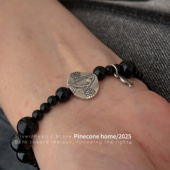 亚特兰蒂斯 Pinecone home·原创 S925纯银复古黑玛瑙弹力手串