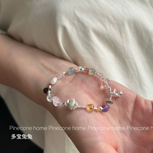 Pinecone home·原创【多宝兔兔】天然彩色水晶手链民族风女手链
