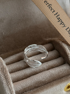 Pinecone home·【羽毛】s925纯银不规则清冷感开口戒指小众设计