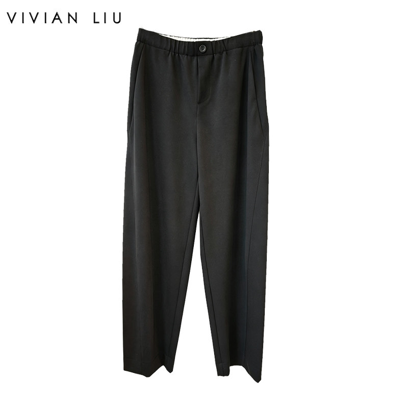 VIVIAN LIU薇薇安刘A2625006春女装新款松紧腰假门襟休闲长裤