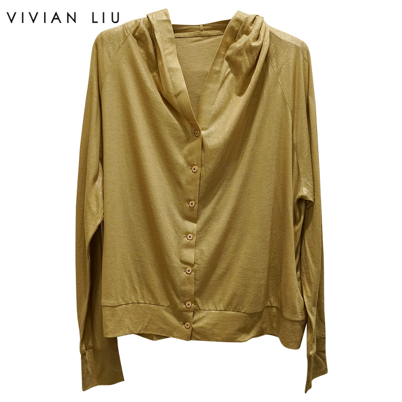 VIVIANLIU单排扣长袖针织衫