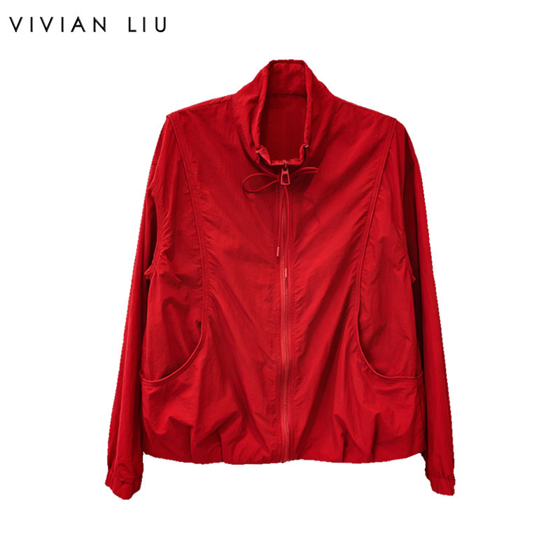 VIVIAN LIU薇薇安刘D2633107夏女装新款斜插兜立领防晒外套