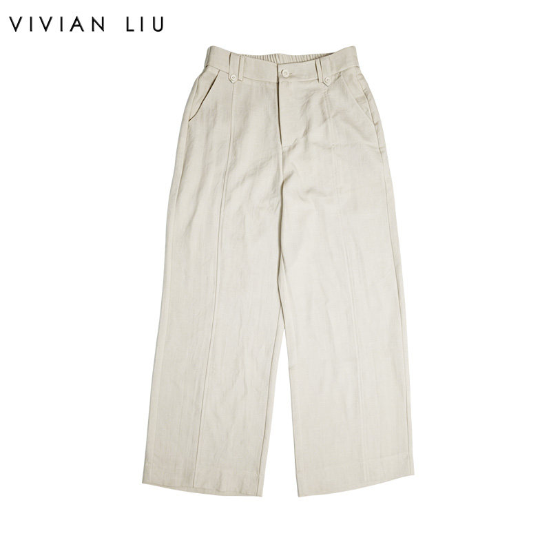 VIVIAN LIU薇薇安刘C2635002夏女装新款高腰直筒九分休闲裤