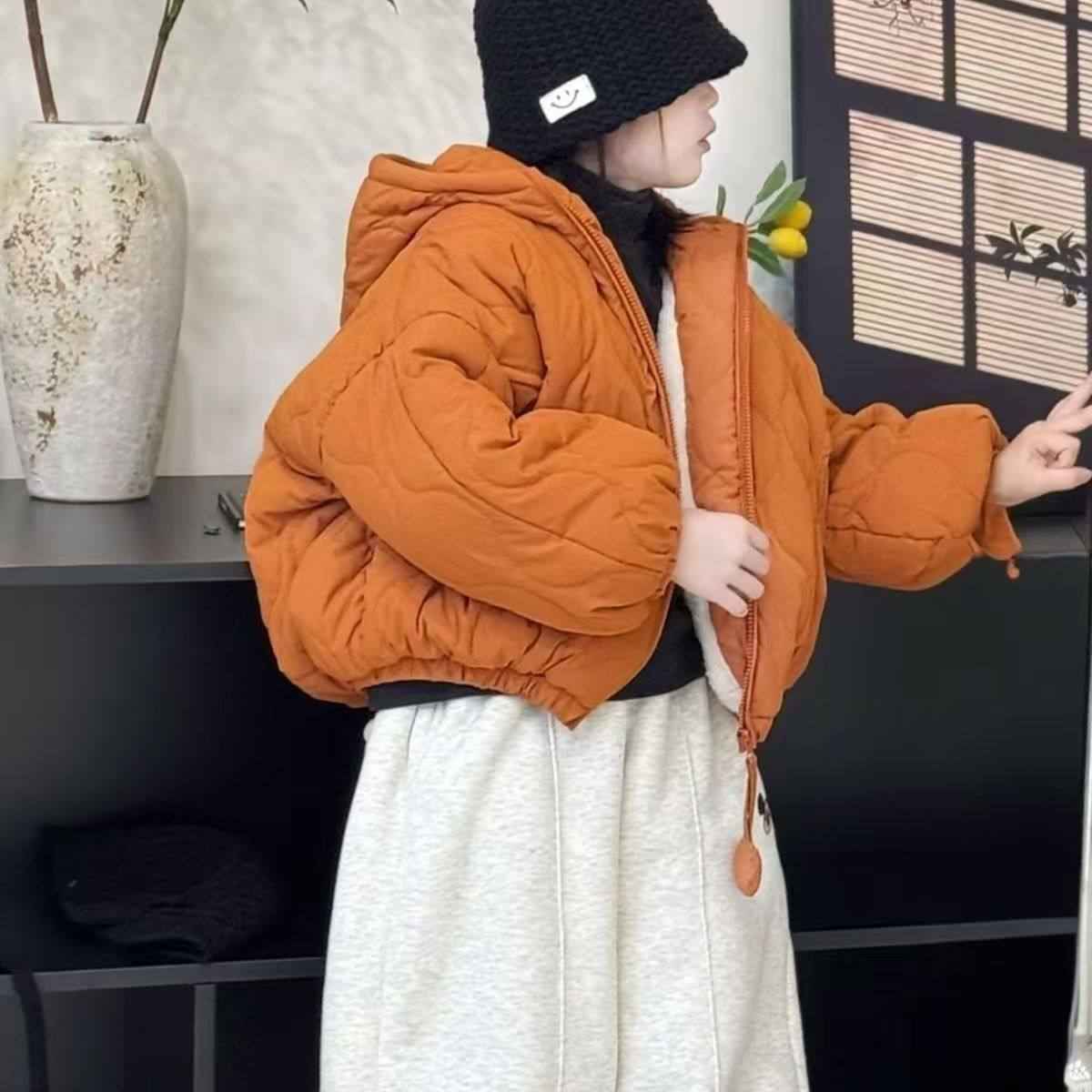 韩系儿童冬季新款棉衣女宝连帽面棉袄/棉服