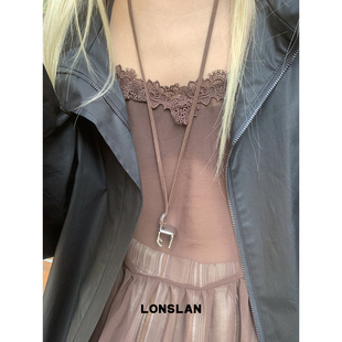 毛衣链 2025SS设计感棕色麂皮绳复古椅子项链个性 LONSLAN ACC