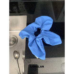 LONSLAN 2025ss韩系设计感方形蓝色布艺发圈百搭发饰 ACC