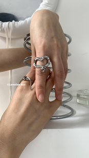 LONSLAN ACC 设计质感法式复古不规则心形戒指