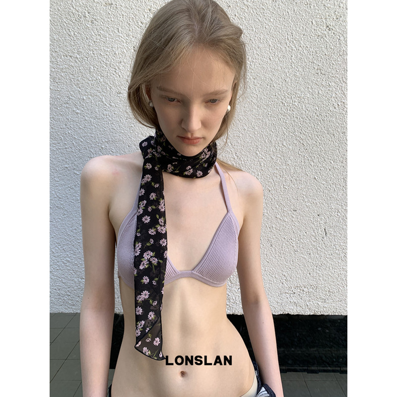 LONSLAN ACC 春夏小众碎花文艺复古长款丝巾图片