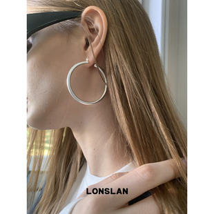 简约百搭精致简单镂空大气圆环形耳环 2024搭配 LONSLAN ACC