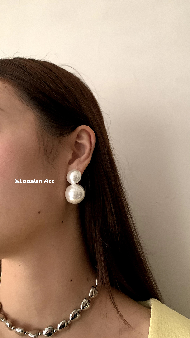other法式复古树脂女珍珠耳环