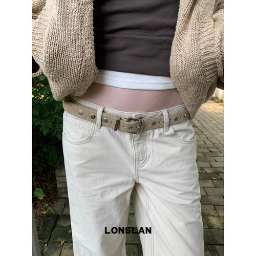 LONSLAN ACC 26秋冬韩系铆钉独特麂皮真皮百搭腰带皮带