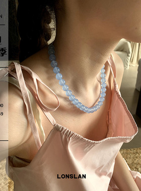LONSLANACC浅蓝串珠少女项链