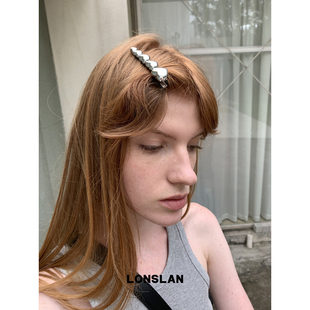 韩系爱心银色可爱一字夹碎发桃心刘海夹 2025ss LONSLAN ACC