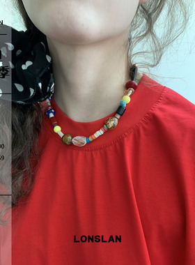 LONSLAN ACC 2025ss复古多种元素混搭万花筒彩色串珠项链多巴胺