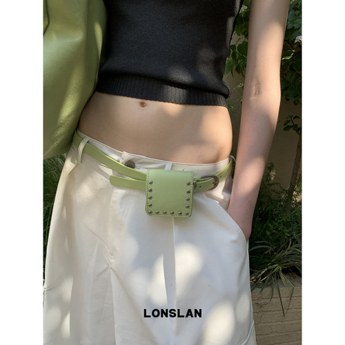 LONSLAN ACC 春夏韩版甜酷风铆钉个性小包腰带彩色皮带