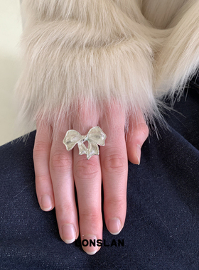 LONSLAN ACC 秋冬俏皮可爱小公主蝴蝶结戒指百搭食指戒