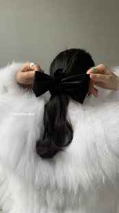 LONSLAN ACC  秋冬 复古带细闪片蝴蝶结随意绑带扎辫子 发带