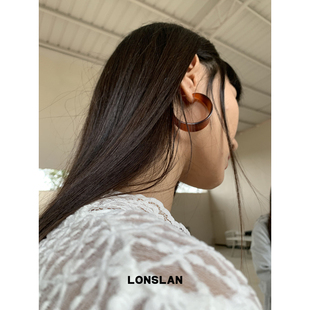 豹纹耳钉 2025ss复古棕色亚克力圆环简约圆圈个性 LONSLAN ACC