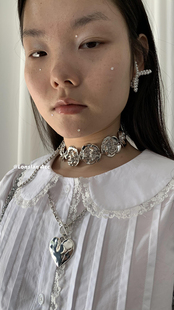 LONSLAN ACC 2024早春搭配 做旧肌理感爱心卡扣设计感项链