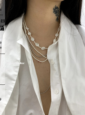 LonslanAcc复古串珠拼接叠层链