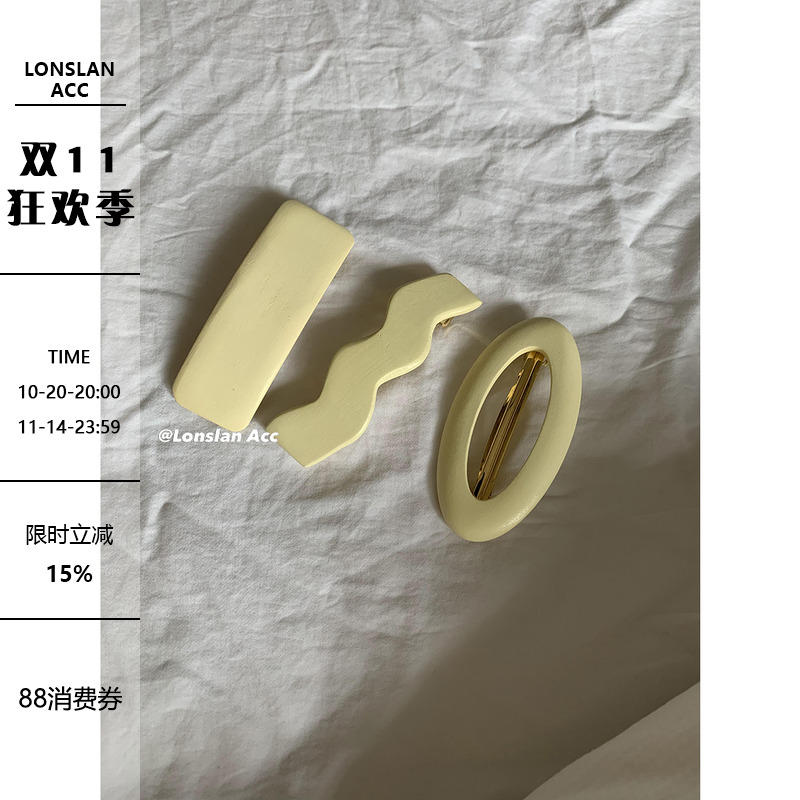 lonslanacc复古别致木发夹几何