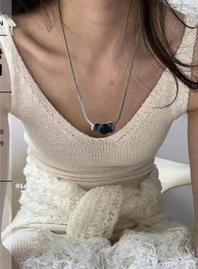 LONSLAN三个环叠层银色项链