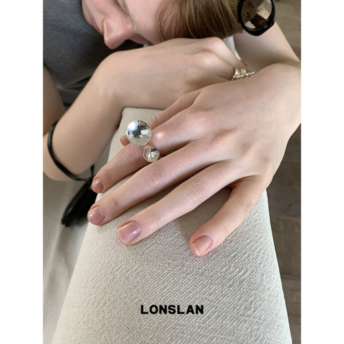 LONSLAN ACC 2026新款设计感透明小球穿孔戒百搭戒指