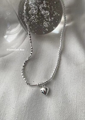 LONSLAN爱心串珠拼接珍珠质感链