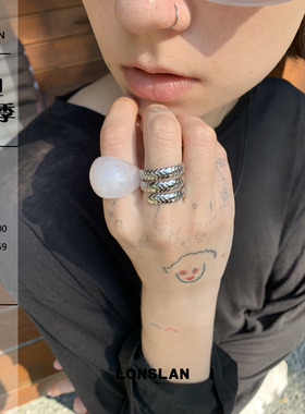 LONSLAN ACC 2025SS韩系设计感亚克力戒指复古百搭食指戒