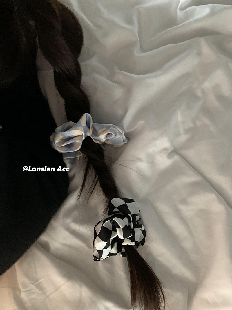 acc清新棋盘格流行百搭大肠发圈
