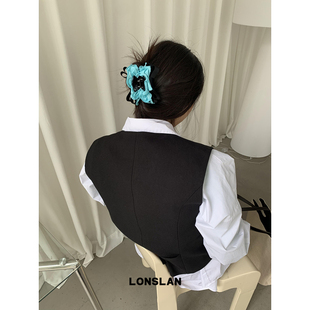 LONSLAN ACC2024搭配气质淑女抓夹高级感蝴蝶结荷叶边裙摆发夹