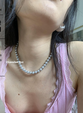 LONSLANACC银灰色圆球串珠项链