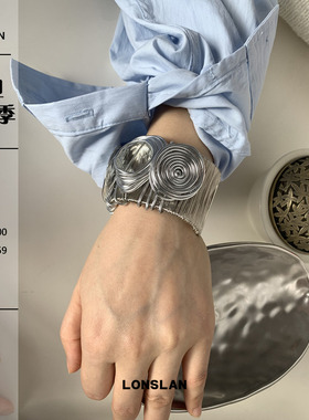 LONSLANACC不规则宽版银色手镯